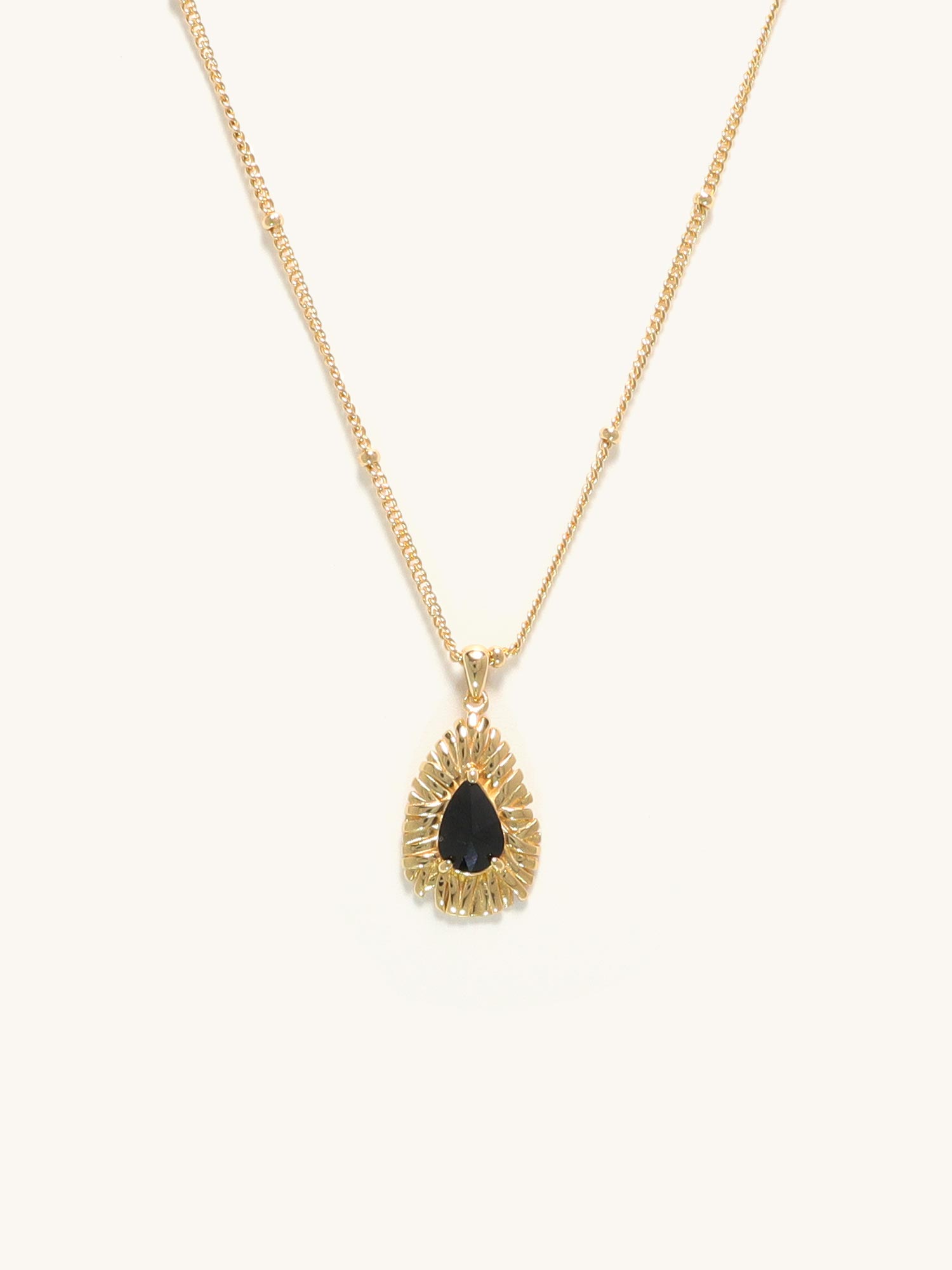 Golden Woven Obsidian Pendant Necklace