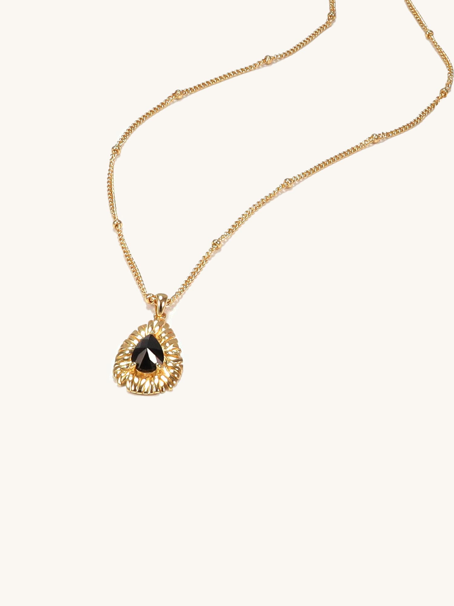 Golden Woven Obsidian Pendant Necklace