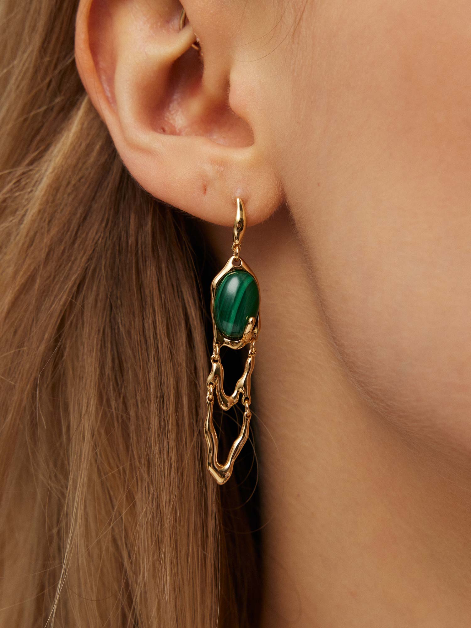 Malachite Cascade Drop Earrings