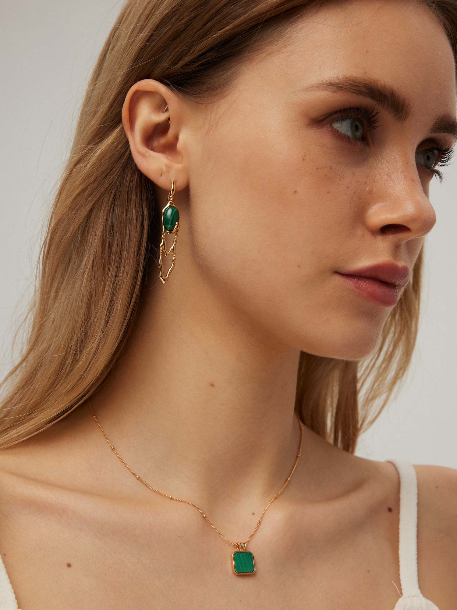 Malachite Cascade Drop Earrings