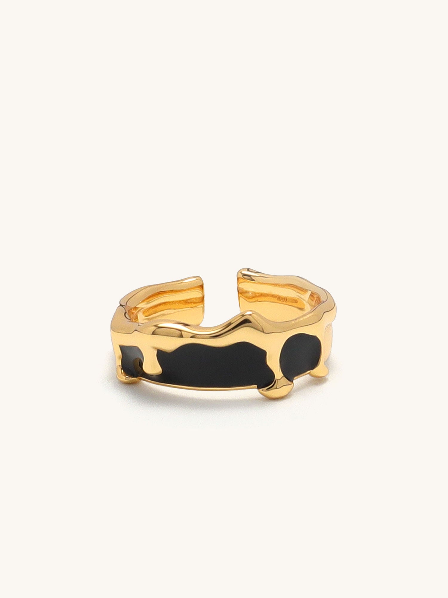 Anillo de esmalte de gota negra